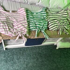 Striped Tie-Front Tops Set
